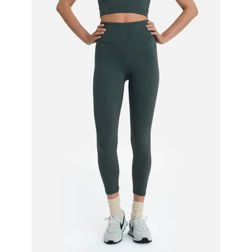 MATE THE LABEL ORGANIC COTTON STRETCH MIDI FOREST GREEN LEGGINGS SZ S NEW